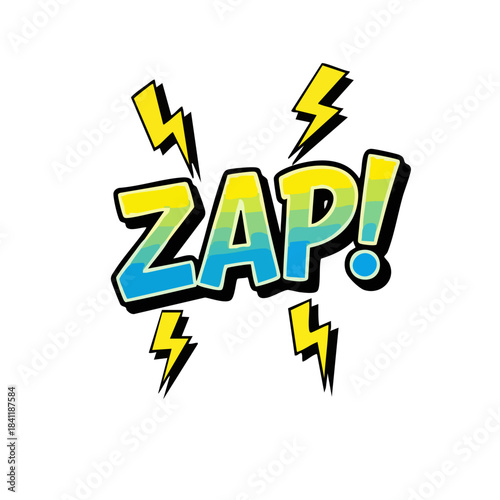 Energetic Comic Book Style ZAP with Lightning Bolts.