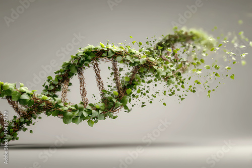 Detailed Realistic Green Plant DNA Structure Science Concept Illustration