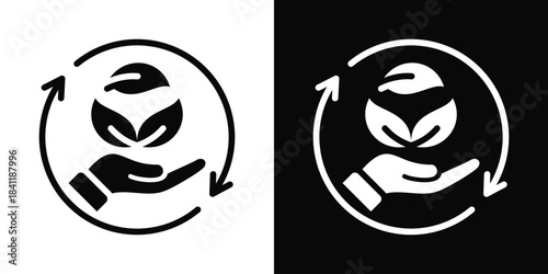 Sustainable Icon White And Black Background Style