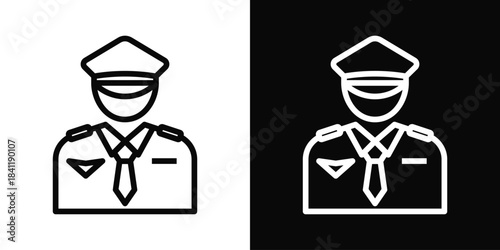 Pilot Icon White And Black Background Style
