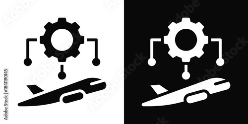 Aviation Icon White And Black Background Style