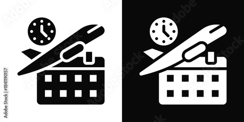Flight Icon White And Black Background Style