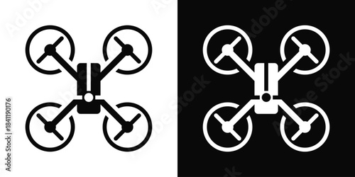 Quadrocopter Icon White And Black Background Style
