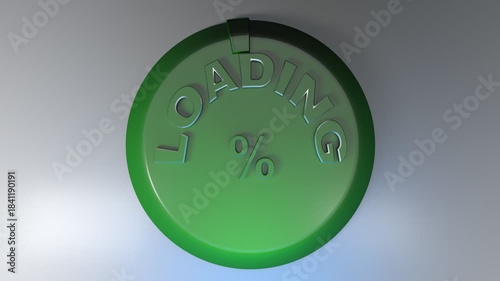 Loading indicator - blue turning circular icon with the write 