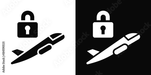 Private Jet Icon White And Black Background Style