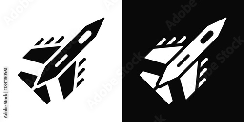 Jet Icon White And Black Background Style