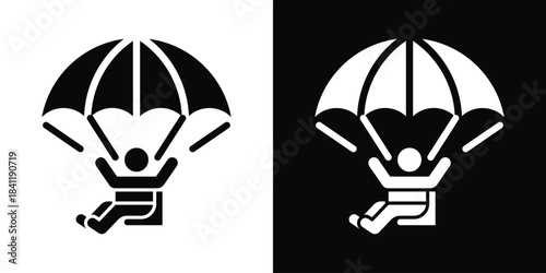 Paragliding Icon White And Black Background Style