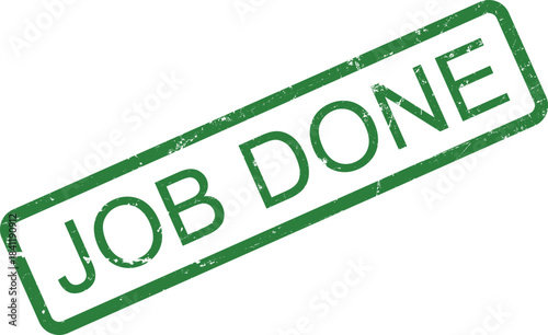 Grunge green stamp indicating a task or project is finished