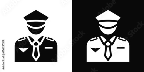 Pilot Icon White And Black Background Style