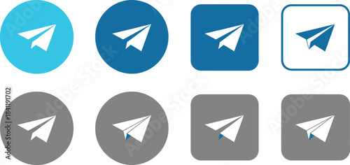 Telegram app icon variations in different colors and shapes
