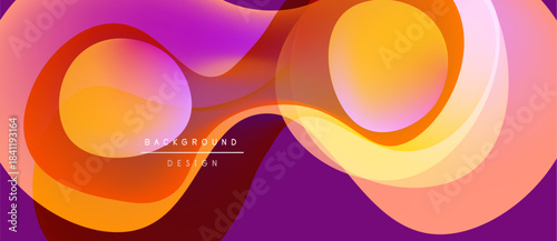 Abstract fluid shapes, vibrant colors blend. Orange, pink, purple hues create dynamic composition. Modern design element for backgrounds.