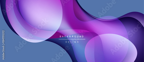 Abstract flowing shapes, purple hues blend into blue gradients. Modern design with text elements background, design. Smooth curves create dynamic visual.