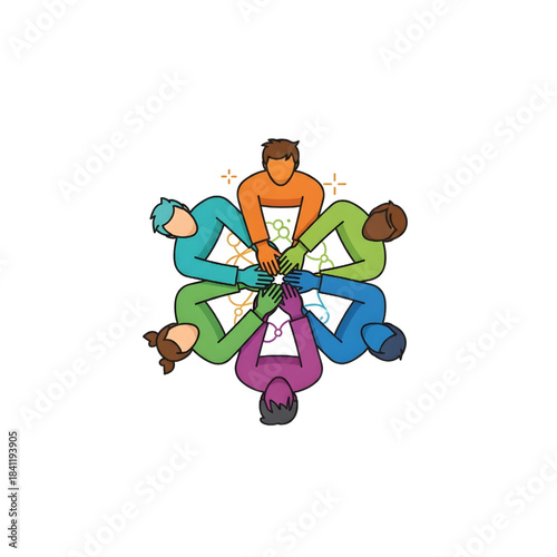 vector illustration Group of People Connecting for Partnership, Business Unity and Project Success