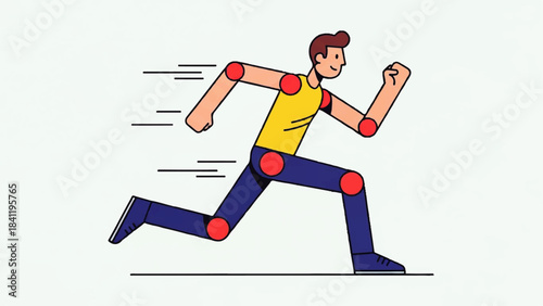 Animated Human Running Motion Study, Joint Movement, Speed, Fitness, Health