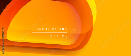 Abstract vibrant layers create dynamic background. Orange, yellow hues blend smoothly, offering modern design element. Text reads background design.