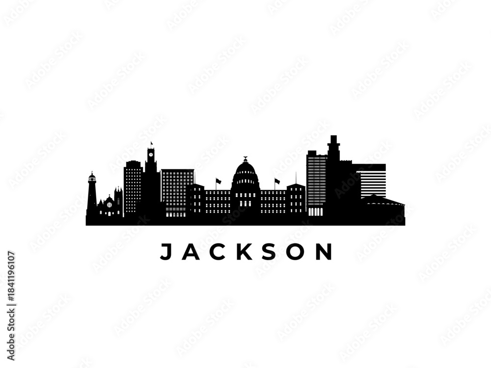 Fototapeta premium Vector Jackson skyline. Travel Jackson famous landmarks. Business and tourism concept for presentation, banner, web site.