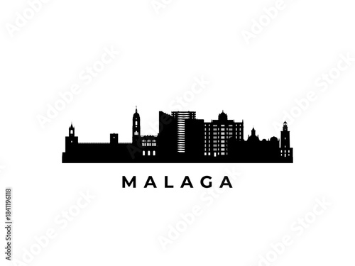 Vector Malaga skyline. Travel Malaga famous landmarks. Business and tourism concept for presentation, banner, web site.