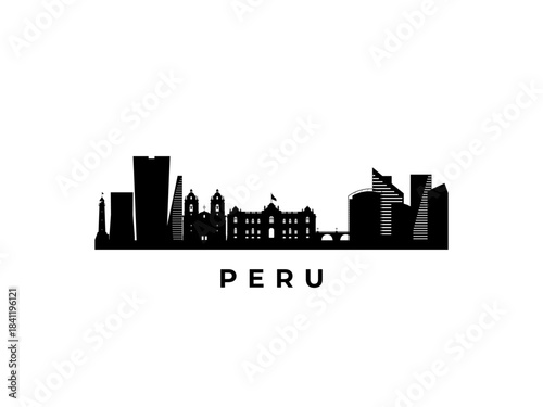 Vector Peru skyline. Travel Peru famous landmarks. Business and tourism concept for presentation, banner, web site.