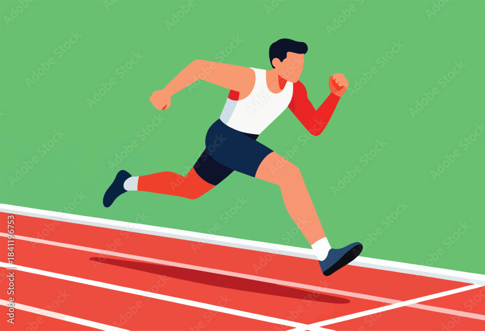 Fototapeta premium An illustration depicting a runner sprinting on a track, emphasizing speed and motion through dynamic visual elements