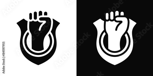Courage Icon White And Black Background Style