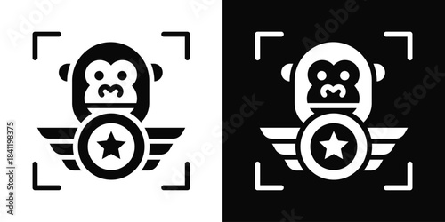 Guerrilla Icon White And Black Background Style
