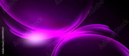 Abstract purple design. Flowing shapes create luminous center, dark background enhances vibrant color contrast. Modern, elegant aesthetic.