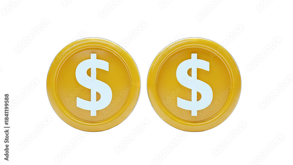 Obraz premium 3D Rendered Dollar Coins on White Background