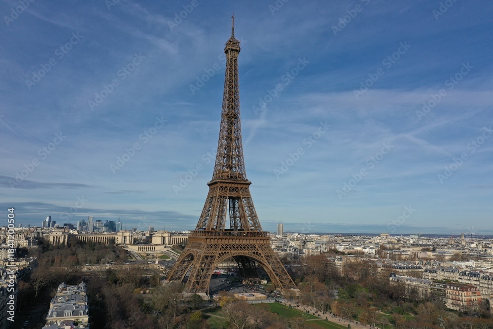 Fototapeta premium Aerial View of Paris with the Eiffel Tower