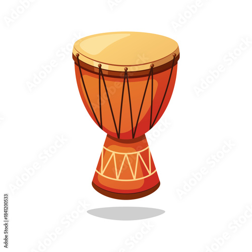 African djembe drum vector isolated on white background.