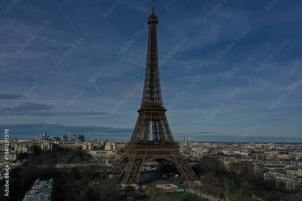 Fototapeta premium Aerial View of Paris with the Eiffel Tower
