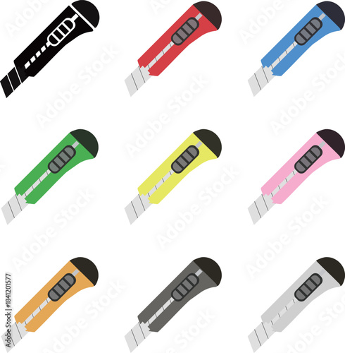 カッターナイフのアイコンセット