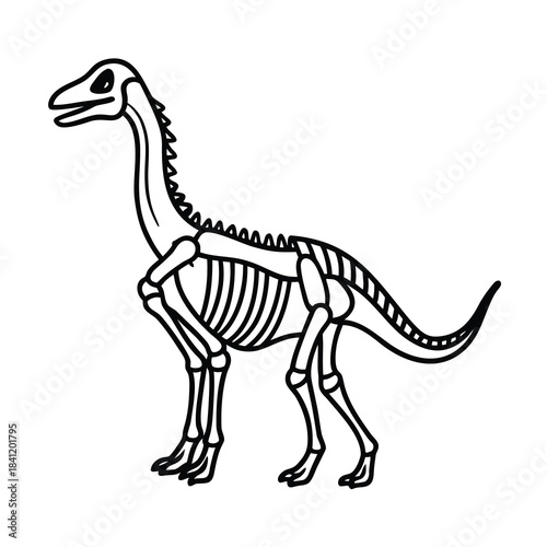 Cartoon dinosaur vector illustration of a wild reptile character with a long neck