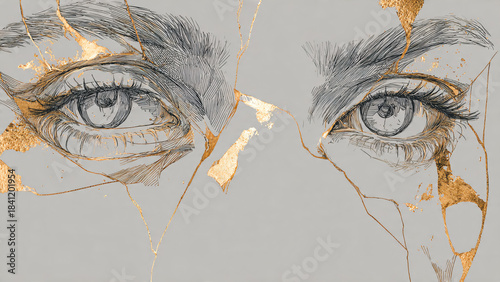 Visage de femme style kintsugi