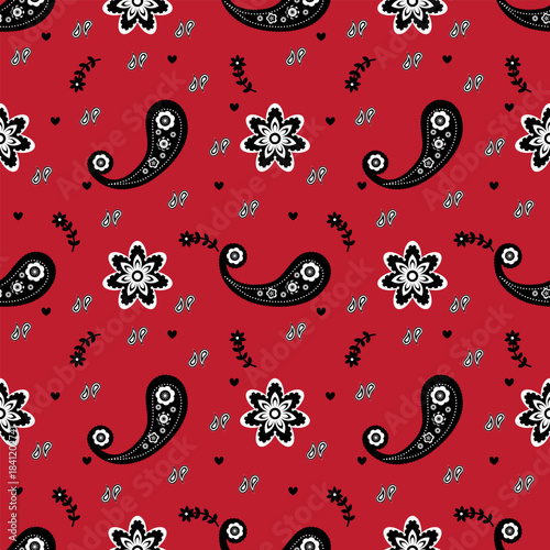 Red Floral Paisley Seamless Pattern – Decorative Western Style