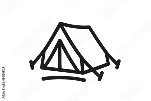 Camping tent set up in an open area for outdoor activities and relaxation in nature during daytime