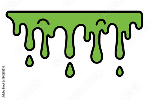 Green slime drips from a surface with a simple design and playful expression