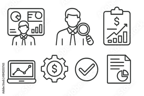 Business data analysis with charts, reports, and presentations focusing on financial growth and decision-making processes