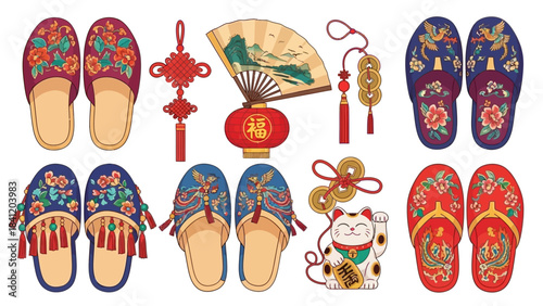 Lucky Charms A Collection of Asian-Inspired Good Luck Symbols and Slippers