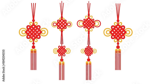 Auspicious Chinese Knots Red and Gold Traditional Decorations