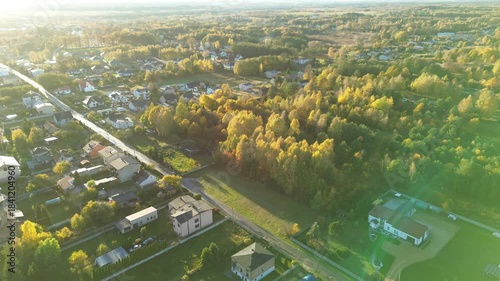 Scenic meadow and field near a country village