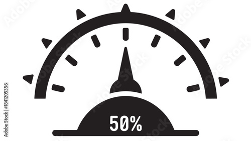 Speedometer icon indicating half capacity or progress
