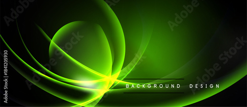 Abstract green energy flow. Dynamic curves create luminous effect. Modern design suitable for backgrounds, presentations.