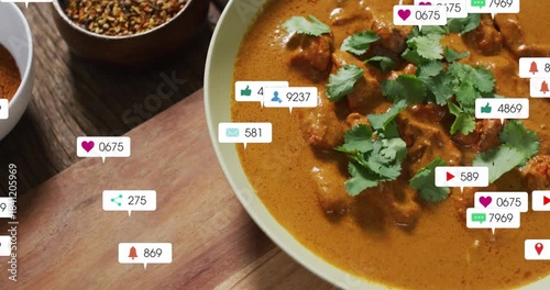 One badge popping near bowl edge, UI badges spawning, covering curry, updating counts, showing buzz