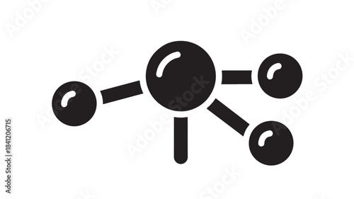 Simple black and white representation of a molecule with connected spheres
