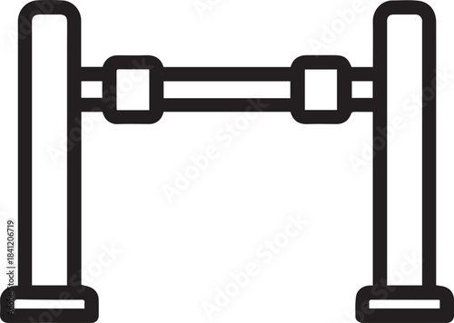 A minimalist line art depiction of a sleek and modern turnstile, symbolizing access control and security in a straightforward style.