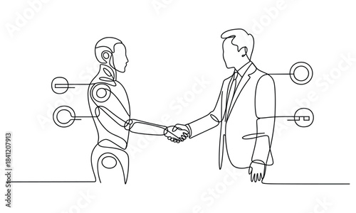 Businessman shaking hands with robot