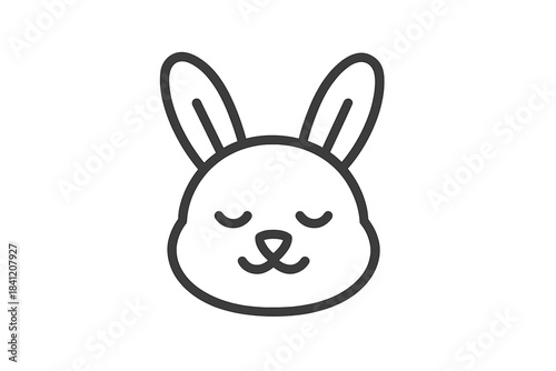 Cute rabbit head illustration showing closed eyes for relaxation and calm moments