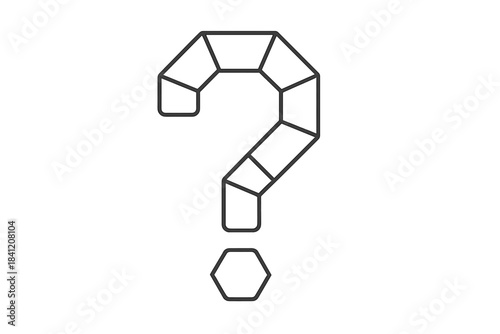 Puzzle piece arrangement creating a question mark shape on a plain background with simple design