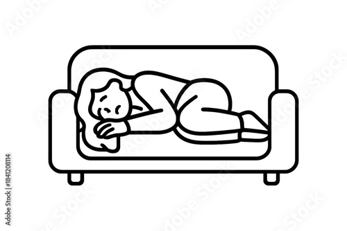 Woman resting on couch in living room during afternoon