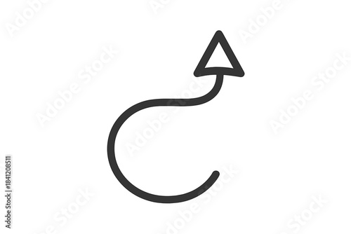 Curved arrow sign directs users to turn or change direction in a simple and clear manner
